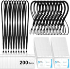 Marspark 4"x3" Name Badge Holder with Lanyard Bulk, Black, 200 Sets by Marspark