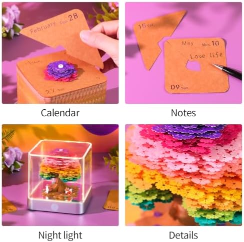 2027 3D Paper Carving Desk Calendar With LED Light (Colorful tree) - Image 6