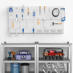 Pegboard Smith 48PCS Metal Pegboard Kit – 12"x24" Tool Storage Wall Organizer Pegboard with Hooks and Bins for Garage, Workshop, Kitchen, Office, and Craft Room (Gray) - Image 2