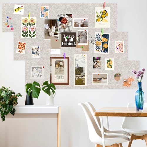 AKTOP Cork Bulletin Board 12x12, 1/2" Thick Felt Cork Board Tiles 12 Pack, Small Square Pin Board for Wall, Self Adhesive Corkboards with 120 Push Pin Wood Clips for School, Home & Office, Latte - Image 2
