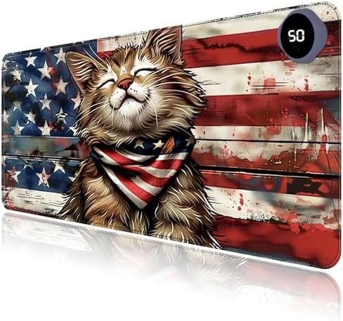Heated Mouse Pad with 3 Levels Heated,Flag Cute Cat by Unknown