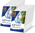 Arrobust 18 Pack Acrylic Sign Holder 8.5 x 11, Plastic Clear Display Stand for Tabletop, L-Shaped Vertical Acrylic Paper Holder for Menu, Flyers, Office, Restaurants, Documents, Store, Desktop by Arrobust