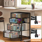 Sbanmao Rolling Storage Cart with Drawers, 4 Drawers Storage Cart, Black - Image 6