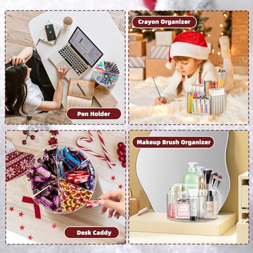 Absonic 250pcs Acrylic Pencil Holder Marker Organizer, Back to School 360-Degree Rotating Pen Holder, Crayon Organizers for Kids Pencil Organizer Caddy Art Supply Lazy Susan Organizer for Desk Office - Image 5
