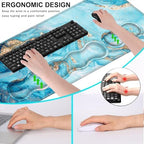 Keyboard Wrist Rest and Mouse Pad with Wrist Support Set Ergonomic Coaster,Memory Foam,Easy Typing Pain Relief,Large XL Desk Mat 31.5"x 11.8",Abstract Marble Texture - Image 6