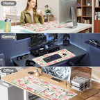 Watercolor Lily Office Desk Mat 31.5" x 15.7" Desktop Mat PU Leather Large Mouse Pad White Mousepad Non-Slip Table Mat for Girls, Women, Home, Work, Computer, and Gaming - Image 6