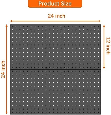 WALMANN 2 PCS 12x24 in Pegboard Panels, 24x24 in Tools Pegboards, Black - Image 3