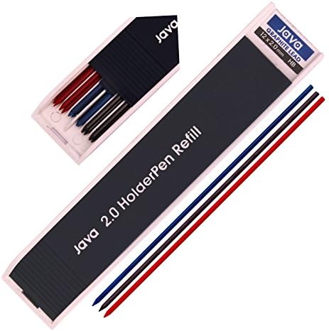 Morning glory 2.0 mm Lead Holder Pen Mechanical Pencil for Draft Drawing,Carpenter,Crafting, Art Sketching Sharpener (Pack of 3 Pens) + (2.0mm Lead 1 Tube-Red 4+Blue 4 + Black 4=12) Box packing - Image 5