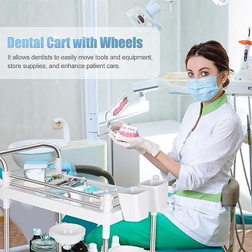 Medical Trolley Cart Mobile Utility Cart with Wheels 220 Lbs Load - Image 4