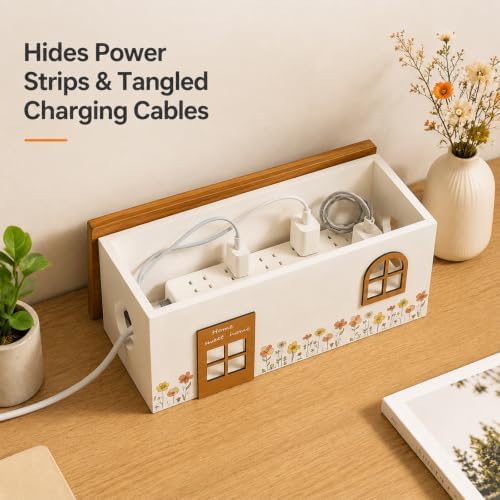 Wood Cable Management Box, Cord Hider & Organizer for Power Strip - Image 5