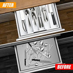 Bellsal White Silverware Organizer Kitchen Drawer Organizer Expandable Bamboo Utensil Holder Cutlery Tray for Kitchen Utensil and Flatware Bedroom Office - Image 2