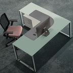 Chihein L-Shaped PU Leather Desk Pad (41.3” + 41.3”) x 12.99”(Gray/White) - Image 5