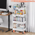 4 Tier Rolling Storage Cart Metal with Wheels, 37in Heavy Duty Roller Carts - Image 3