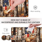 Mouse Pad,Large Desk Mat Set, 4in1 XL Mousepad + Keyboard Wrist Rest+Mouse Wrist Rest+Coaster with Ergonomic Desk Pad for Home Office Table Computer Cover -American Flag and Deer - Image 3