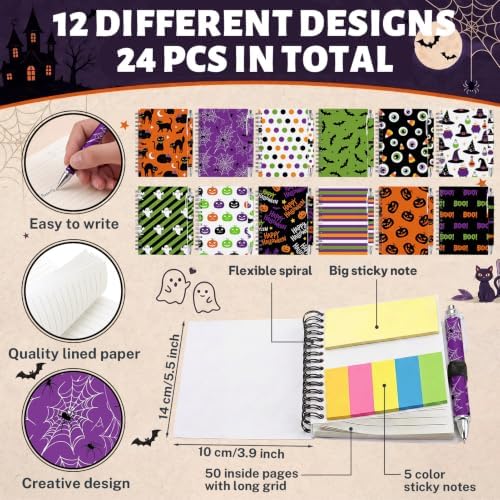 Halloween Notebooks with Pens Bulk, 24 Sets, 5.5 x 4.7 Inch, Cute - Image 4