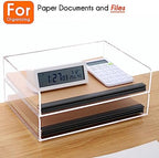 HeZone Paper Organizer, 2 Tier Stackable A4 Size Acrylic Letter Tray, Office/Home/School Organization - Clear - Image 2