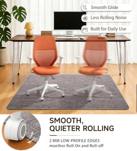 Funwheat Woven Office Chair Mat for Hardwood Floor, 48 x 60 in, Dark Grey - Image 4