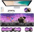 Ergonomic Keyboard Wrist Rest & Mouse Pad Wrist Rest Set, Large XXL Gaming Desk Mat 31.5"x 11.8" with Non-Slip Base, Memory Foam, Easy Typing Pain Relief for Home & Office, Cute Pug and Butterfly by Unknown