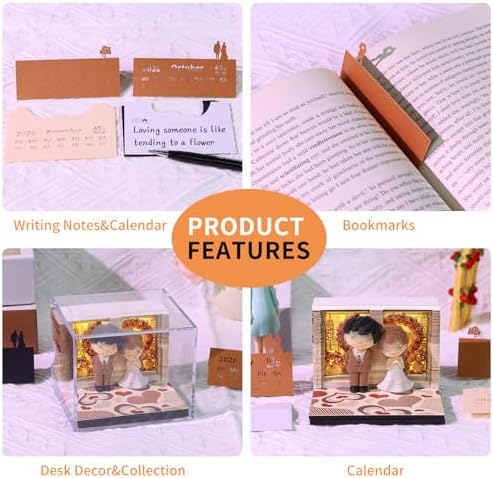 3D Memo Pad, 3D Calendar 2027, Time Piece Calendar, Tear-Off Calendars 2027, 3D Paper Carving Art Memo Pad, Art Carving Sticky Notes for Office Home Gifts Ornaments (Dream Wedding) - Image 6