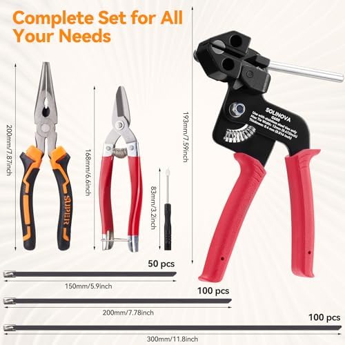 200pcs Metal Zip Ties Gun Tool Set Upgraded Stainless Steel Cable Tie Gun - Image 3