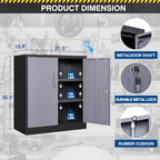 Fesbos Metal Storage Cabinet-36” Tall Steel File Cabinet with Lockable Doors and Adjustable Shelves-Black Gray Steel Storage Cabinet for Home, School, Office, Garage - Image 3