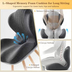 Ergonomic Seat Cushion with Back Support, Black - Image 6