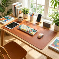 Desk Pad, 20" x 40" PU Leather Non-Slip Desk Mat Large Mouse Pad for Desktop, Waterproof Laptop Computer Writing Mat for Office, Home, Work, Gaming, Brown by ZGLCQSGY