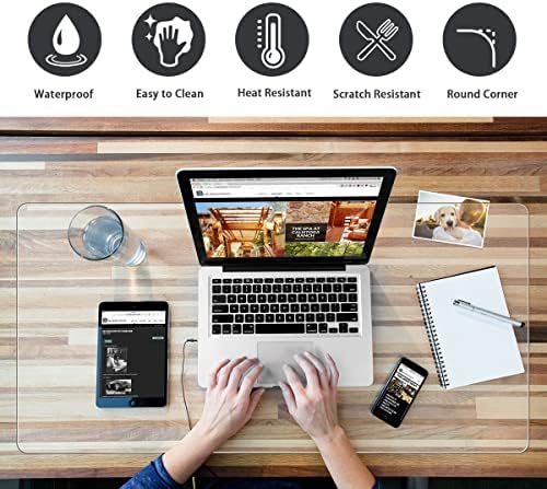 24 x 48 Inches Clear Desk Cover Protector Multifunctional Office Desk Pad Mat Blotter Plastic Table Cover Desktop Protector PVC Table Pad for Writing Desk Dining Coffee Table with Mouse Pad - Image 2