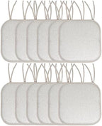 Sweet Home Collection Chair Cushion Memory Foam Pads with Ties Honeycomb Pattern Slip Non Skid Rubber Back Rounded Square 16" x 16" Seat Cover, 12 Count (Pack of 1) by SweetHomeCollection