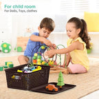 8 Pack Plastic Storage Baskets,Brown Stackable Bins with Lid - Image 4