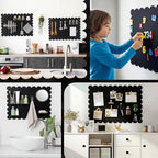 Gueevin 3pack Magnetic Board for Wall 16.1" x 13" Magnet Bulletin Board to Display Scalloped Magnetic Letters, Numbers, Notes for Refrigerator, Cubicle, Cabinet, Come with Tapes and Screws(Black) - Image 6