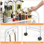 TOOLF 5 Tier Rolling Cart, Metal Utility Storage Cart with Wheels, White - Image 4