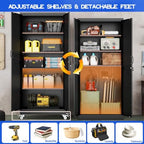 GAIOUS 71" Tall Metal Storage Cabinet with Lock and Wheels, Office Cabinet - Image 4