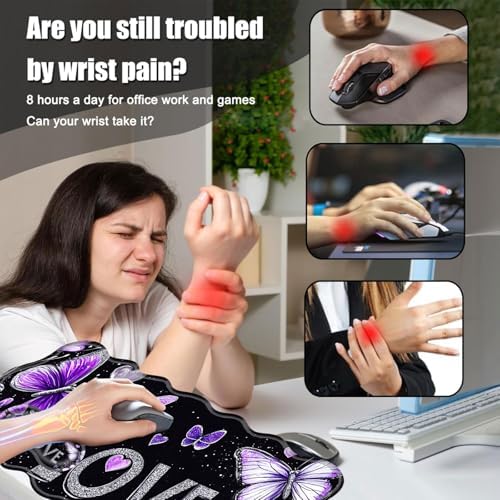Desk Mat, Mouse Pad with Wrist Rest, 4-in-1 Large Mouse Pads for Desk, Ergonomic Mouse Pad and Keyboard Wrist Rest Gaming Keyboard Mat for Office,Heart Butterfly - Image 5