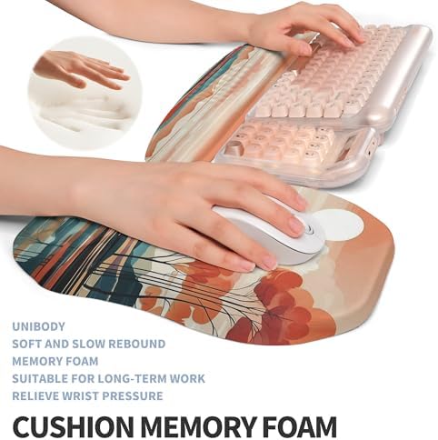 2-in-1 Ergonomic Set, Wave Keyboard Wrist Rest and Massage Slope Mouse Pad Wrist Support, Rebound Memory Foam for Relieve Carpal Tunnel Syndrome and Wrist Pain (Landscape) - Image 4