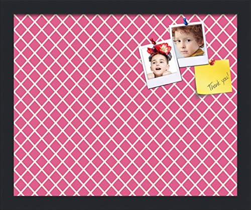 PinPix 16x13 inch Cork Bulletin Board. This Decorative Framed Pin Board Comes with Diamond Pattern in Hot Pink Design and Satin Black. Ideal for Home, Office Decor or School (PinPix-302) by PinPixBulletinBoards