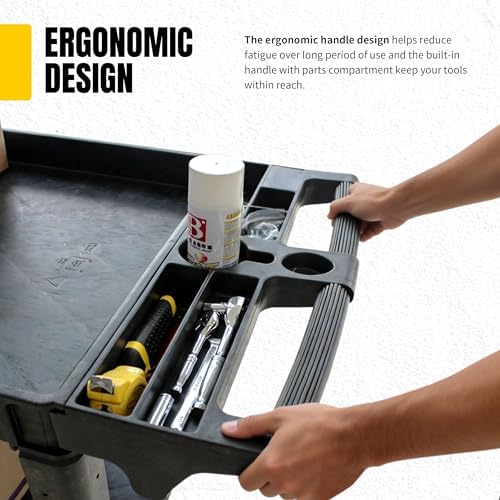 MaxWorks 2‑Tier Heavy‑Duty Utility Service Cart 500 lb Capacity 46" x 25.5" x 33.5" with 5" Swivel Casters and Polypropylene Shelves for Garage Workshop Warehouse Office (80858) - Image 4