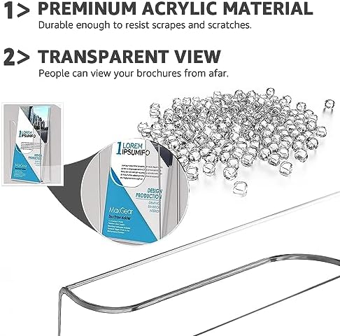 MaxGear Acrylic Brochure Holder Wall Mount, 4 Inch Wide, 12 Pack - Image 2