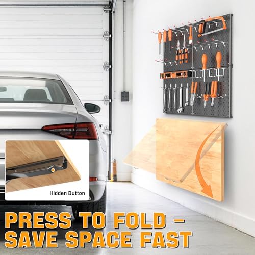 Ultrawall Heavy Duty Folding Workbench with Pegboard, Wall Mount Work Table - Image 5
