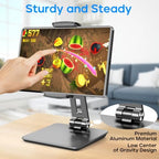 iPad Stand, Tablet Stand 360° Swivel, Aluminum Desk Holder 4.7-17", Black - Image 2