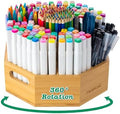 360° Rotating Art Supply Organizer, Holds 750+ Pencils, Bamboo Marker & Pen Holder with Handles, Desk Storage Caddy for Paint Brushes, Crayons, Ideal for Office, Home, Classroom by Unknown