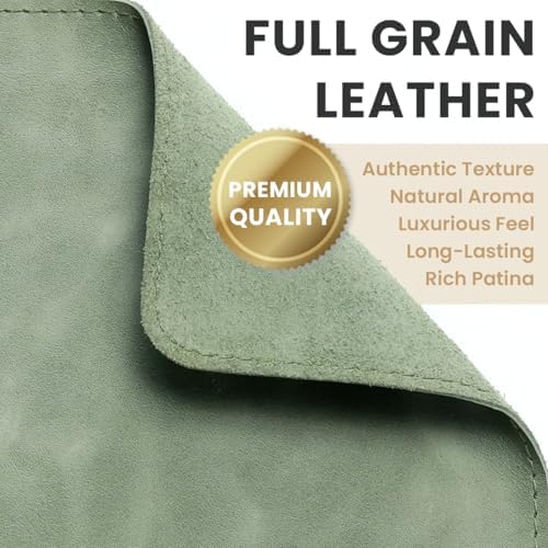 Full Grain Leather Desk Pad, Mint Green, L (27.6 x 11.8 inch) - Image 2