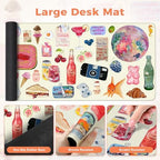 iLeadon Mouse Pad Set，Vintage Stickers Large Desk Mat with Wrist Rest - Image 5
