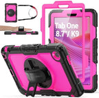 SEYMAC stock Tablet Case for Lenovo Tab One / K9 (TB305FU) 8.7 inch Drop-Proof Protection Cover with 360° Rotate Stand & Strap [Pen Holder] & Screen Protector 2025, Rose+Black by SEYMACstock