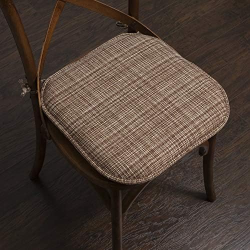 Sweet Home Collection Chair Cushion Memory Foam Pads with Ties Honeycomb Pattern Slip Non Skid Rubber Back Rounded Square 16" x 16" Seat Cover, 4 Pack, Aria Dark Brown - Image 2