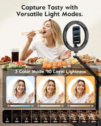 LUXSURE Ring Light with Magnetic Phone Holder, Overhead Phone Mount with 10" Selfie Light Phone Tripod with Ring Light and Remote, Phone Stand with Light for Video Recording - Image 6
