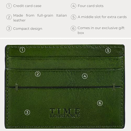 Time Resistance Credit Card Case - Leather Business Card Holder - Italian Handmade Card Organizer - Image 6