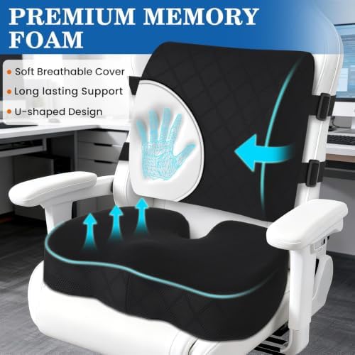 Back&Seat Cushion,Chair Cushions,Lumbar Back Support Pillow,Black/X-Large - Image 3