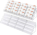Hoteam Acrylic Business Card Holder for Desk Multiple 16 Slot 4 Tier Large Business Card Organizer Display Rack Clear Plastic Holder Stand for Home(2 Pcs) by Hoteam
