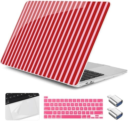 Case for MacBook Pro 13 inch M2 M1 2025-2022 2020 A2338 A2289 A2251, Plastic Hard Shell Laptop Case with Keyboard Cover & Trackpad Protector & 2 OTG Adapters, Strawberry by Yebiseven